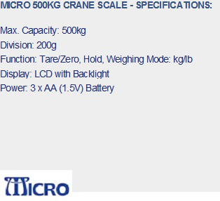 500kg crane scale specs